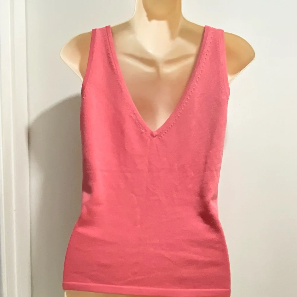 J. Crew Silk Stretch Deep V - Neck Knit Office Minimalist Capsule Tank Top XS